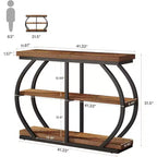 Lantine 41.3 Industrial 3-Tier Entryway Table with Arched Metal Frame and Storage Shelves