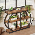 Lantine 41.3 Industrial 3-Tier Entryway Table with Arched Metal Frame and Storage Shelves