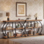 Lantine 41.3 Industrial 3-Tier Entryway Table with Arched Metal Frame and Storage Shelves
