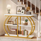 Lantine 41.3 Industrial 3-Tier Entryway Table with Arched Metal Frame and Storage Shelves