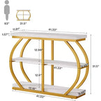Lantine 41.3 Industrial 3-Tier Entryway Table with Arched Metal Frame and Storage Shelves