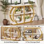 Lantine 41.3 Industrial 3-Tier Entryway Table with Arched Metal Frame and Storage Shelves