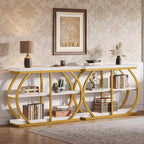 Lantine 41.3 Industrial 3-Tier Entryway Table with Arched Metal Frame and Storage Shelves