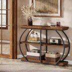 Lantine 41.3 Industrial 3-Tier Entryway Table with Arched Metal Frame and Storage Shelves