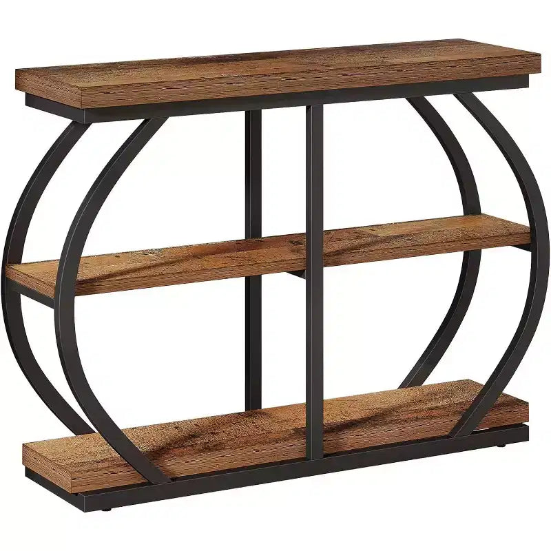 Lantine 41.3 Industrial 3-Tier Entryway Table with Arched Metal Frame and Storage Shelves