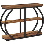 Lantine 41.3 Industrial 3-Tier Entryway Table with Arched Metal Frame and Storage Shelves