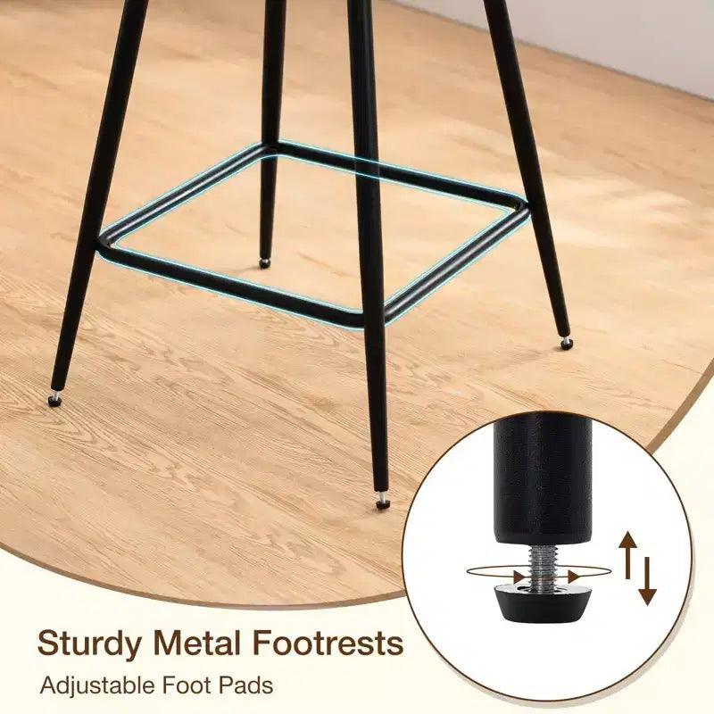 WARMOUNTS Set of 2 Upholstered Swivel Counter Height Barstool