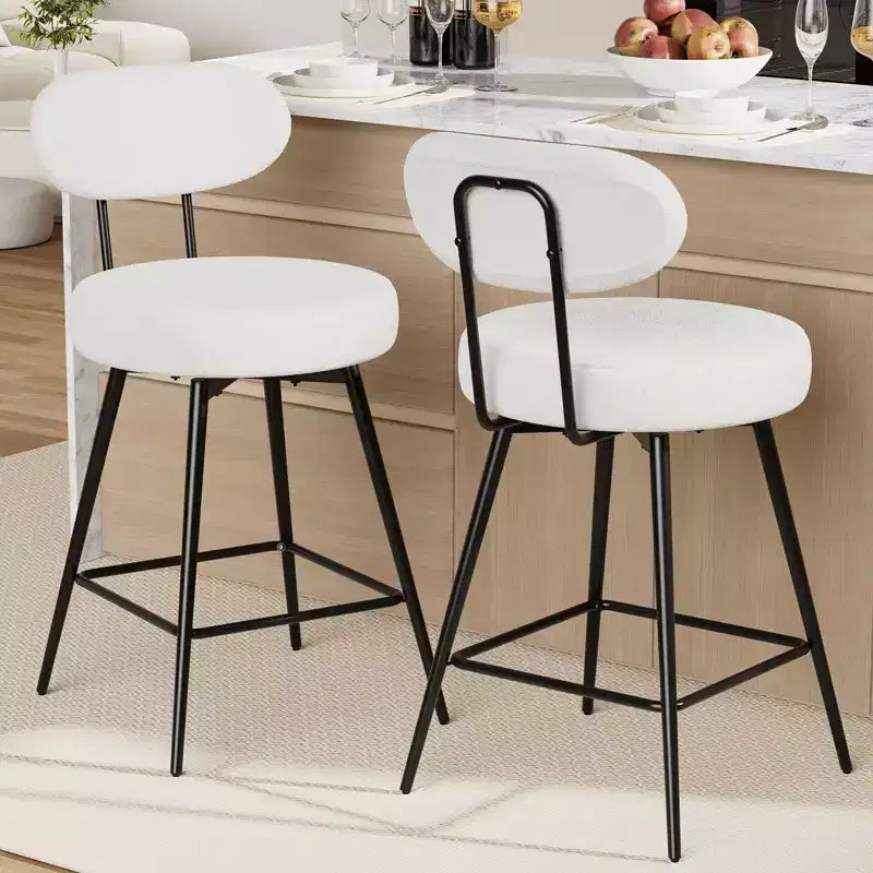 WARMOUNTS Set of 2 Upholstered Swivel Counter Height Barstool