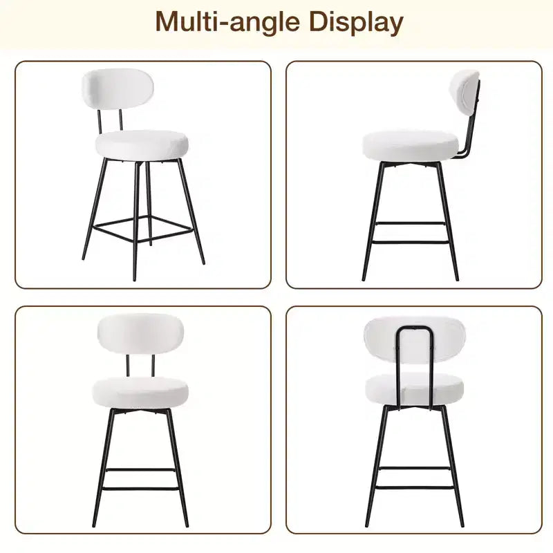 WARMOUNTS Set of 2 Upholstered Swivel Counter Height Barstool
