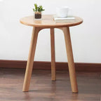 Solid Oak Wood Round End Table, Easy Assembly, for Living Room, Bedroom, Balcony