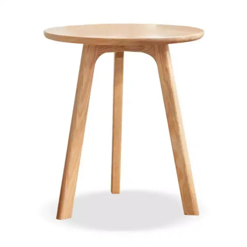 Solid Oak Wood Round End Table, Easy Assembly, for Living Room, Bedroom, Balcony