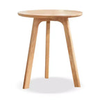 Solid Oak Wood Round End Table, Easy Assembly, for Living Room, Bedroom, Balcony