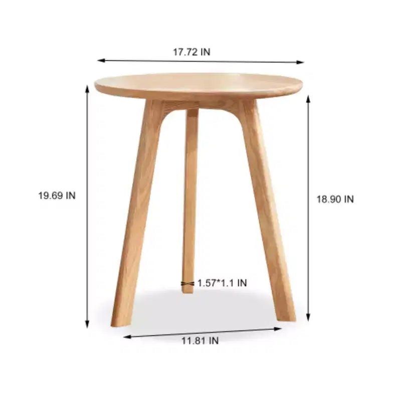 Solid Oak Wood Round End Table, Easy Assembly, for Living Room, Bedroom, Balcony