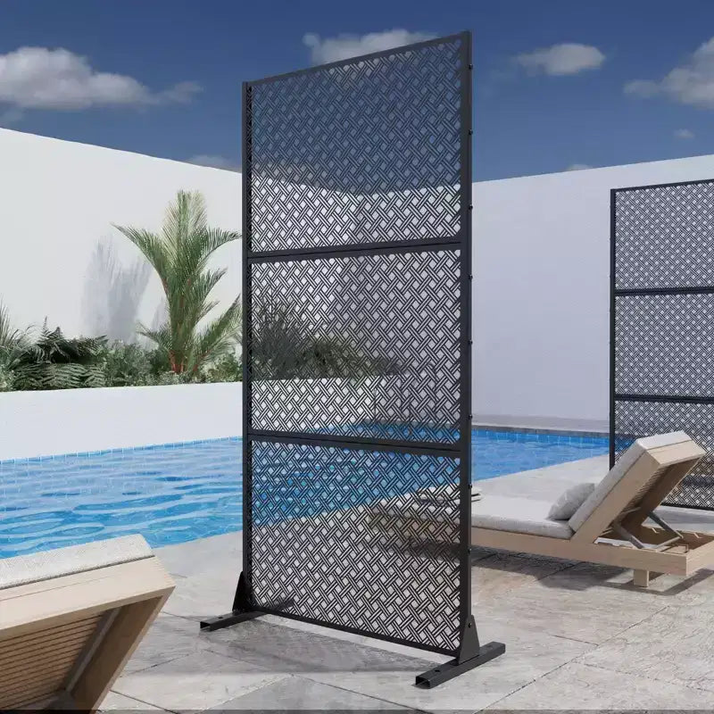 Jason 72 x 35 inch Black Metal Outdoor Private Screen