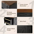 53.5 Black Farmhouse Kitchen Island with Drop Leaf, Rolling Kitchen Cart on Wheels for Home Kitchen Dining Room