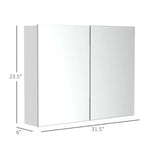 Elegant Bathroom Storage: Double Door Mirror Cabinet with Quiet Hinges, 31.5 x 23.5