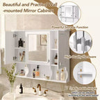 35 x 28 Modern Mirrored Bathroom Medicine Cabinet with Open Shelves