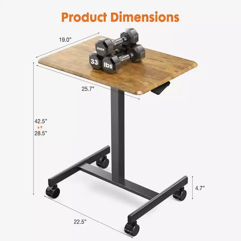 Adjustable Rolling Desk Laptop Computer Cart for Home, Office, Classroom,Overbed Table