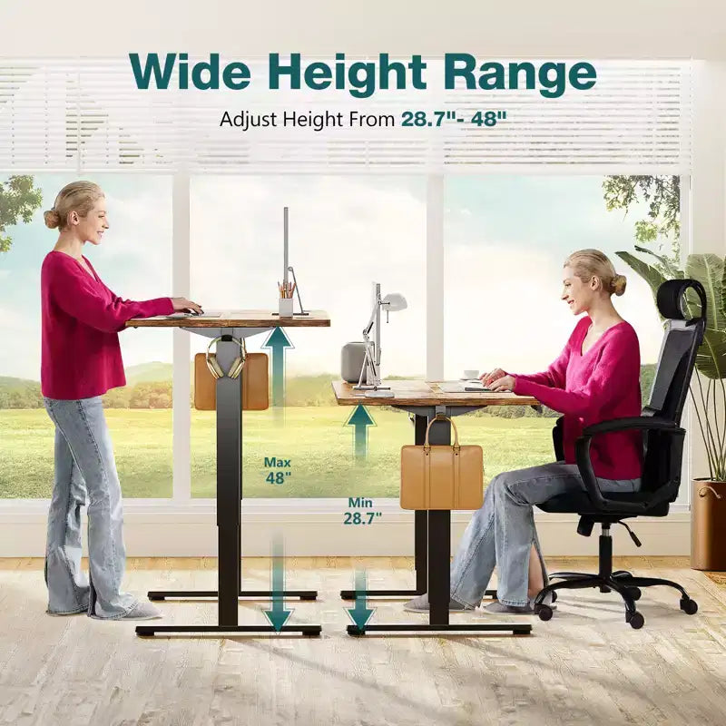 Ergonomic Height Adjustable Table with T-Shaped Metal Bracket Modern Computer Workstations