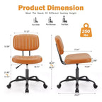 Adjustable Height Task Chair: 360 Swivel, Armless, Rolling Base