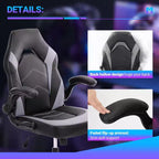PU Leather Ergonomic Swivel Office Chair with Lumbar Support, Computer Gaming Chair