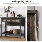 Heynemo Rattan Console Table with Widened Tabletop & 2 Drawers, Sofa Table with Storage Shelf, for Living Room, Hallway, Entrywayish