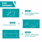 Mjkone Convertible Sectional Sofa Couch, Linen Fabric 3-Seat L-Shaped Sofa with Storage Ottoman