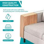 Mjkone Convertible Sectional Sofa Couch, Linen Fabric 3-Seat L-Shaped Sofa with Storage Ottoman