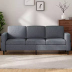 Mjkone Convertible Sectional Sofa Couch, Linen Fabric 3-Seat L-Shaped Sofa with Storage Ottoman