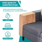 Mjkone Convertible Sectional Sofa Couch, Linen Fabric 3-Seat L-Shaped Sofa with Storage Ottoman