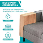 Mjkone Convertible Sectional Sofa Couch, Linen Fabric 3-Seat L-Shaped Sofa with Storage Ottoman