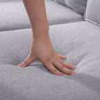 Mjkone Convertible Sectional Sofa Couch, Linen Fabric 3-Seat L-Shaped Sofa with Storage Ottoman