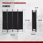 BestMassage Room Divider 4 Panel Folding Privacy Screen 5.6FT Freestanding Partition Wall Divider