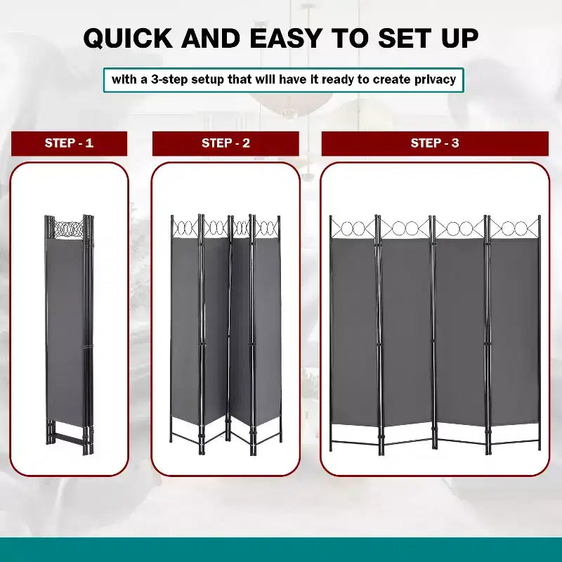 BestMassage Room Divider 4 Panel Folding Privacy Screen 5.6FT Freestanding Partition Wall Divider