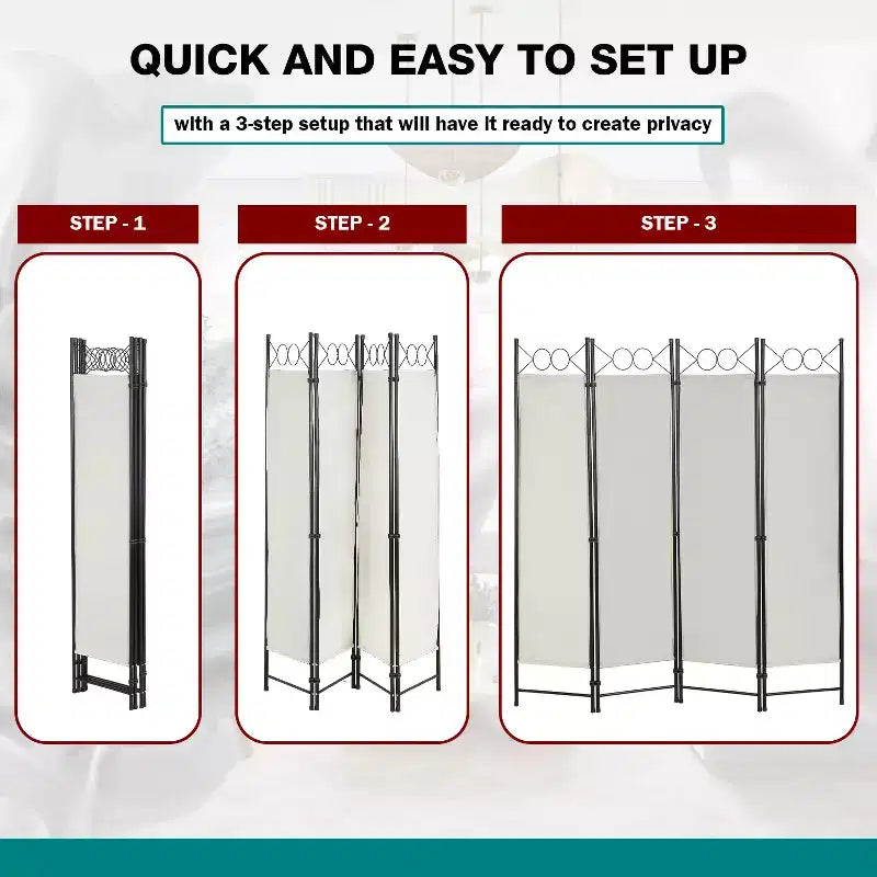 BestMassage Room Divider 4 Panel Folding Privacy Screen 5.6FT Freestanding Partition Wall Divider