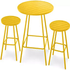 Best Choice Products 3-Piece Steel Patio Bar Height Round Bistro Set w/ Backless Stools, Slatted Design