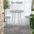 Best Choice Products 3-Piece Steel Patio Bar Height Round Bistro Set w/ Backless Stools, Slatted Design