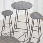 Best Choice Products 3-Piece Steel Patio Bar Height Round Bistro Set w/ Backless Stools, Slatted Design