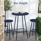 Best Choice Products 3-Piece Steel Patio Bar Height Round Bistro Set w/ Backless Stools, Slatted Design