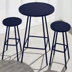 Best Choice Products 3-Piece Steel Patio Bar Height Round Bistro Set w/ Backless Stools, Slatted Design