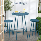 Best Choice Products 3-Piece Steel Patio Bar Height Round Bistro Set w/ Backless Stools, Slatted Design