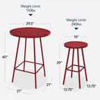 Best Choice Products 3-Piece Steel Patio Bar Height Round Bistro Set w/ Backless Stools, Slatted Design