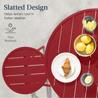 Best Choice Products 3-Piece Steel Patio Bar Height Round Bistro Set w/ Backless Stools, Slatted Design