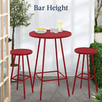 Best Choice Products 3-Piece Steel Patio Bar Height Round Bistro Set w/ Backless Stools, Slatted Design
