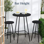 Best Choice Products 3-Piece Steel Patio Bar Height Round Bistro Set w/ Backless Stools, Slatted Design