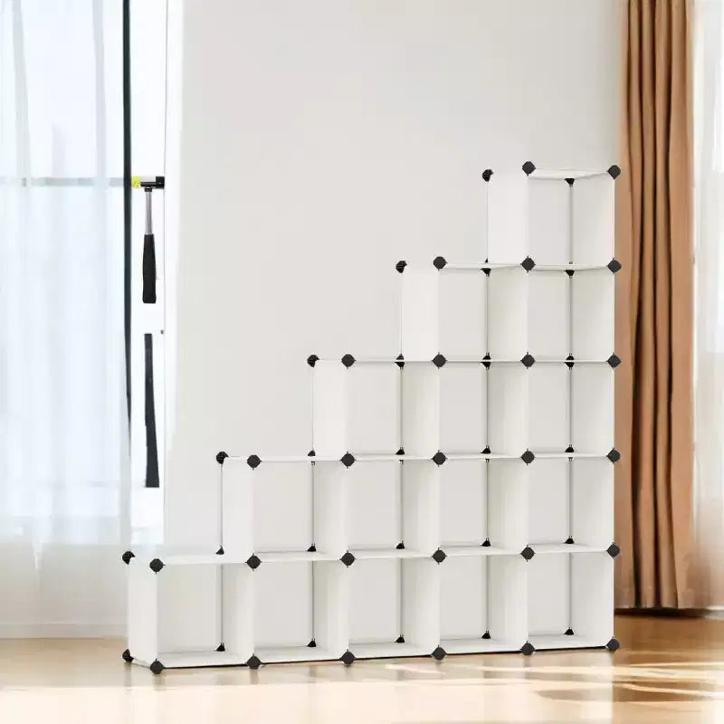 Cube Storage Organizer, Set of 16 Plastic Cubes, Cube Shelf, Book Shelf, Closet Organizers and Storage, Room Organization, 12.2 x 48.4 x 48.4 Inches