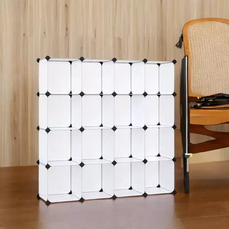 Cube Storage Organizer, Set of 16 Plastic Cubes, Cube Shelf, Book Shelf, Closet Organizers and Storage, Room Organization, 12.2 x 48.4 x 48.4 Inches