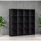 Cube Storage Organizer, Set of 16 Plastic Cubes, Cube Shelf, Book Shelf, Closet Organizers and Storage, Room Organization, 12.2 x 48.4 x 48.4 Inches
