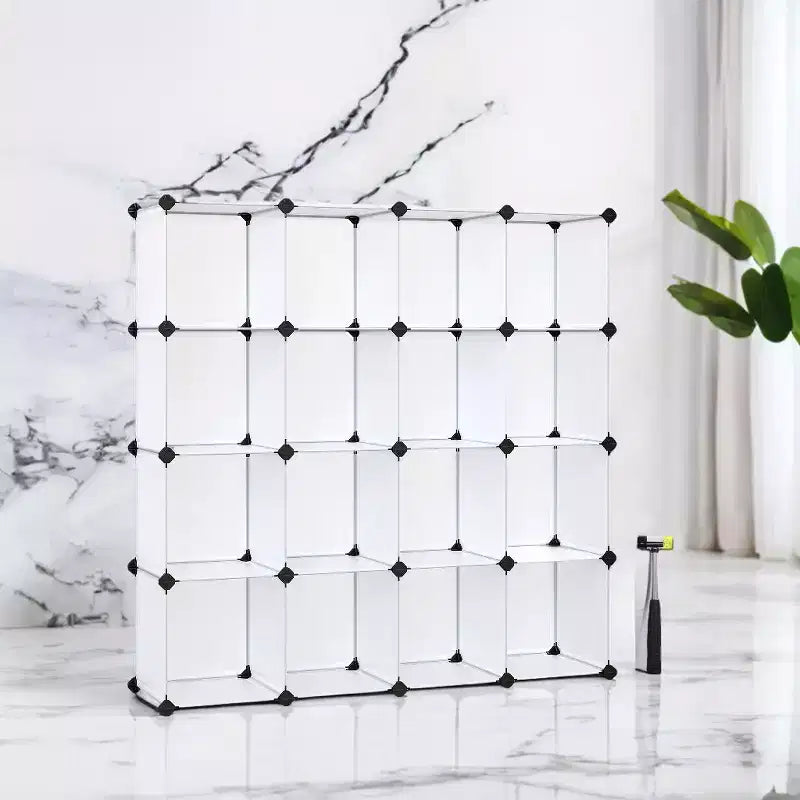 Cube Storage Organizer, Set of 16 Plastic Cubes, Cube Shelf, Book Shelf, Closet Organizers and Storage, Room Organization, 12.2 x 48.4 x 48.4 Inches