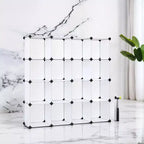Cube Storage Organizer, Set of 16 Plastic Cubes, Cube Shelf, Book Shelf, Closet Organizers and Storage, Room Organization, 12.2 x 48.4 x 48.4 Inches